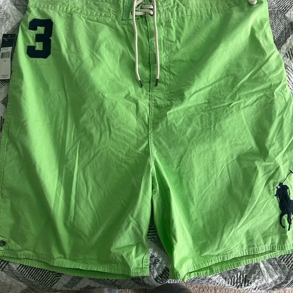 Ralph Lauren Men's Bright Green Swim Shorts - Picture 1 of 9
